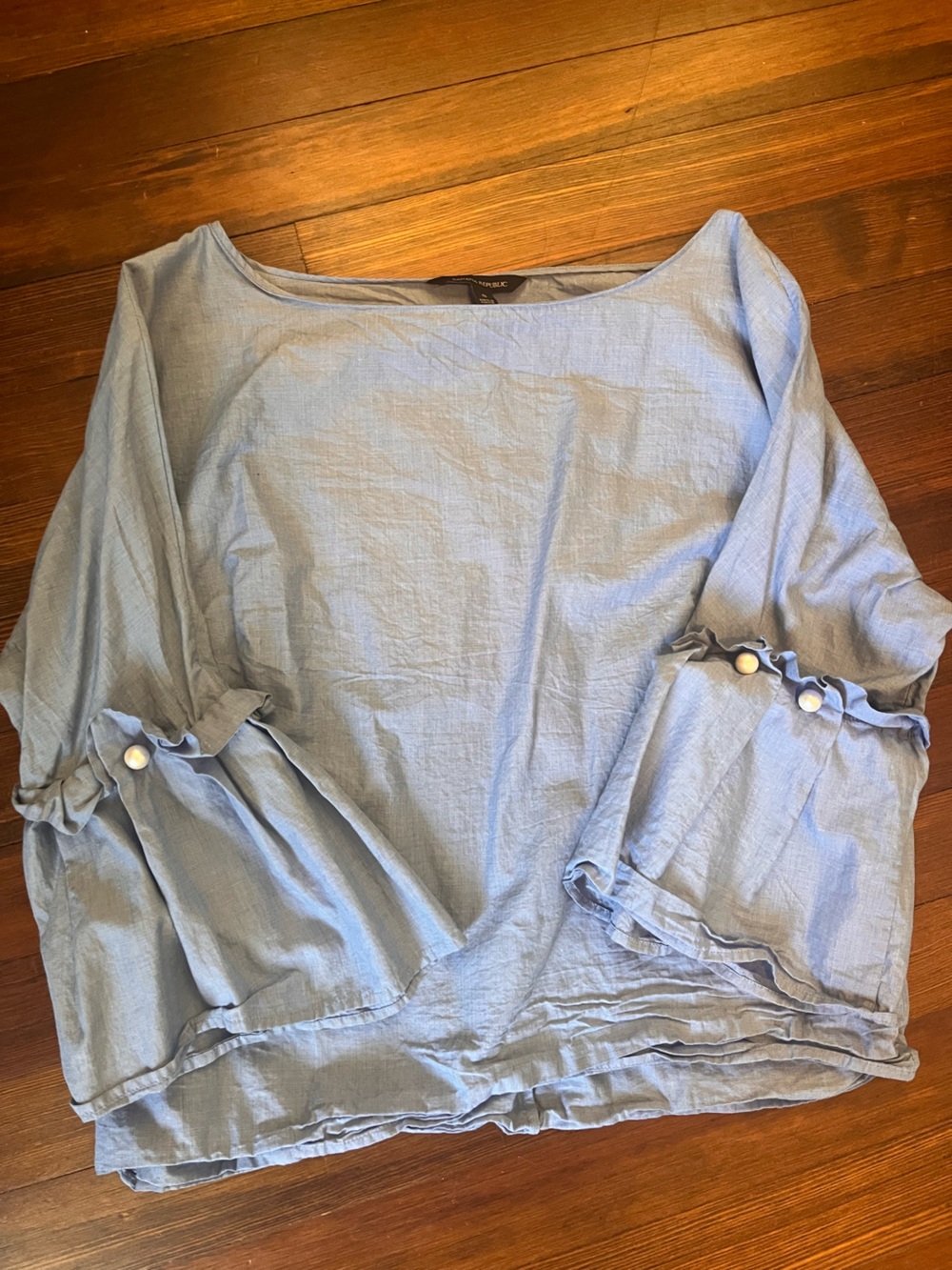 Light Blue Women's Ruffle Sleeve Top